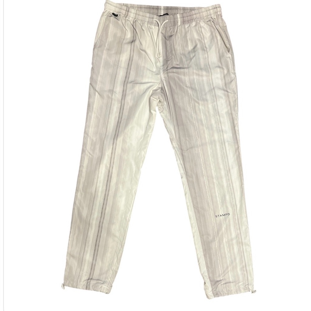 Stampd LA Striped Mesh Lined Track Pants White Grey Mens Large Streetwear Luxury